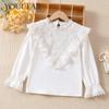 Футболка с длинными рукавами для девочек, весенне-осенняя тонкая детская весенняя нижняя рубашка, белый топ для маленьких девочек