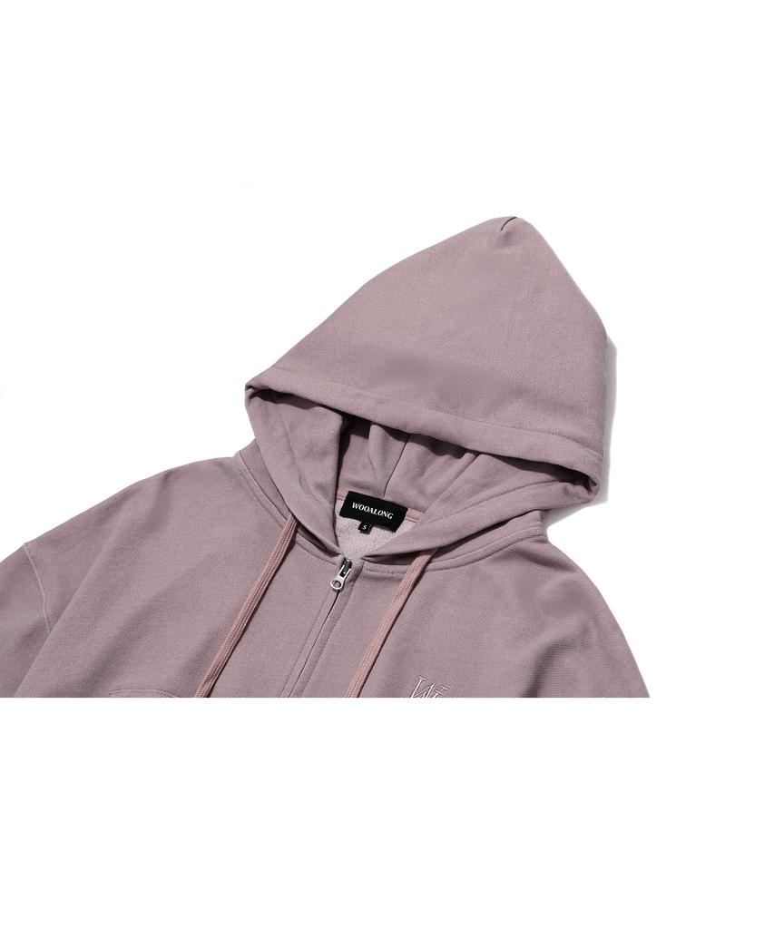 Худи на молнии с пигментной окраской Wooalong Signature Crop - Пыльно-розовый
