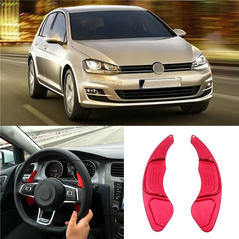 2 Pcs Car Aluminum Steering Wheel Paddle Silver/Red Paddles Shift For VW Golf 7 2015+ GTI R MK7 Scirocco Automobile Accessories