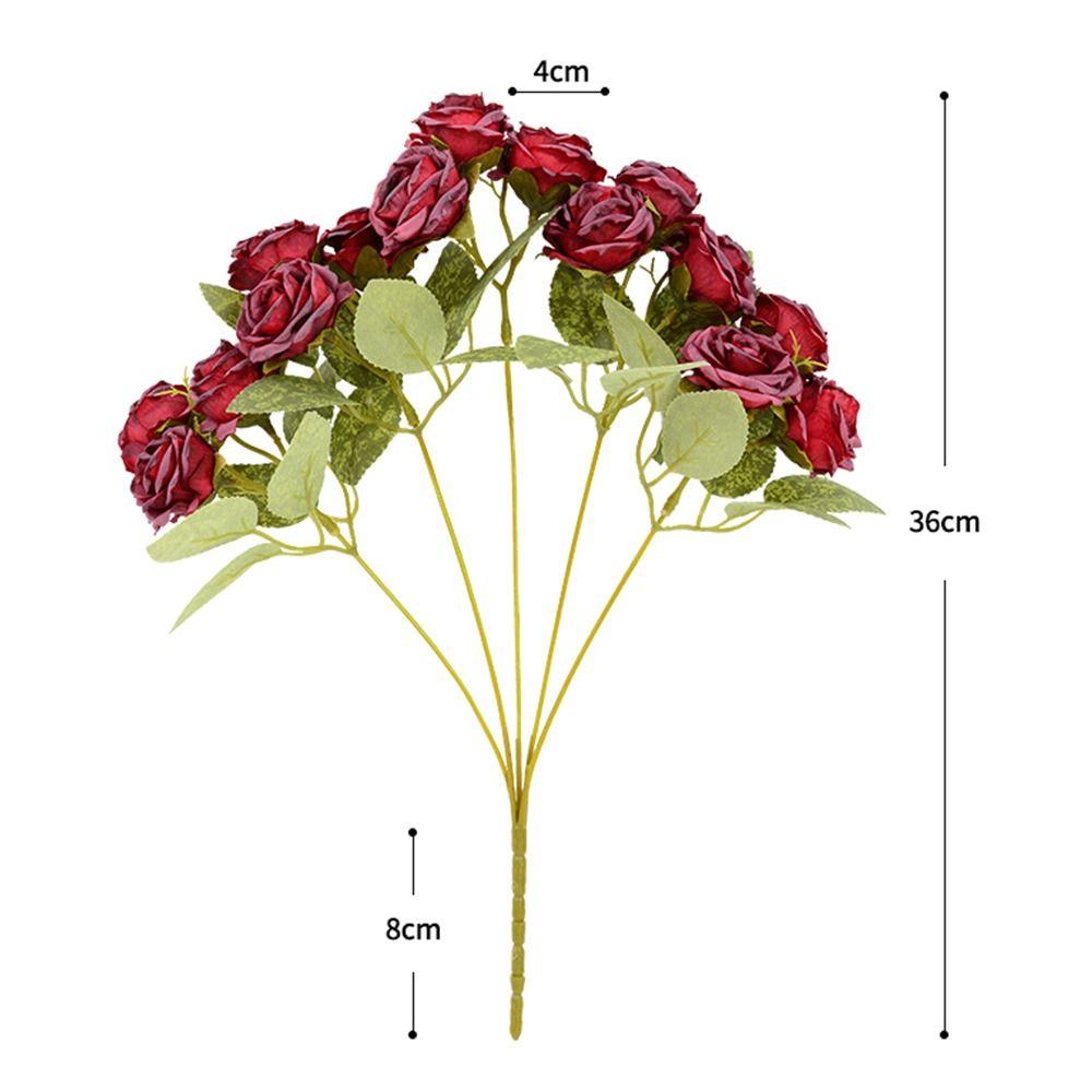 Silk Petals Rose Artificial Flowers 15 Heads Decorative Flower Party Supplies