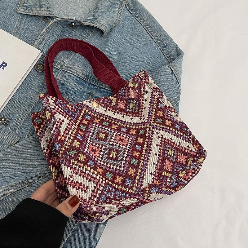 Холщовая сумка-тоут большой вместимости, женская сумка в этническом стиле, сумка для мамы, студенческая сумка через плечо для занятий