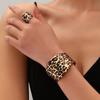 Горячая Распродажа Личность Преувеличенный Леопардовый Принт Геометрический Неправильный Браслет Кольцо Набор из двух предметов Женский Подходит для Вечеринки Улицы