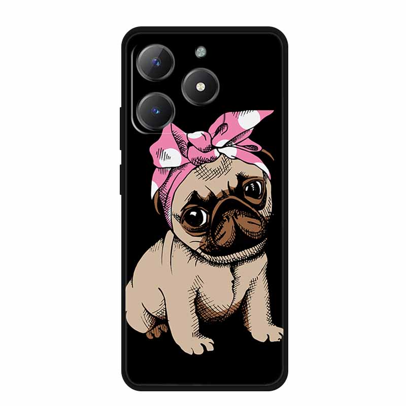 Черный силиконовый чехол для Realme Narzo N61 Чехол N 61 Funda Мультяшный кот Мягкая задняя крышка для Realme Note 60 Чехол для телефона Ракушки Coque