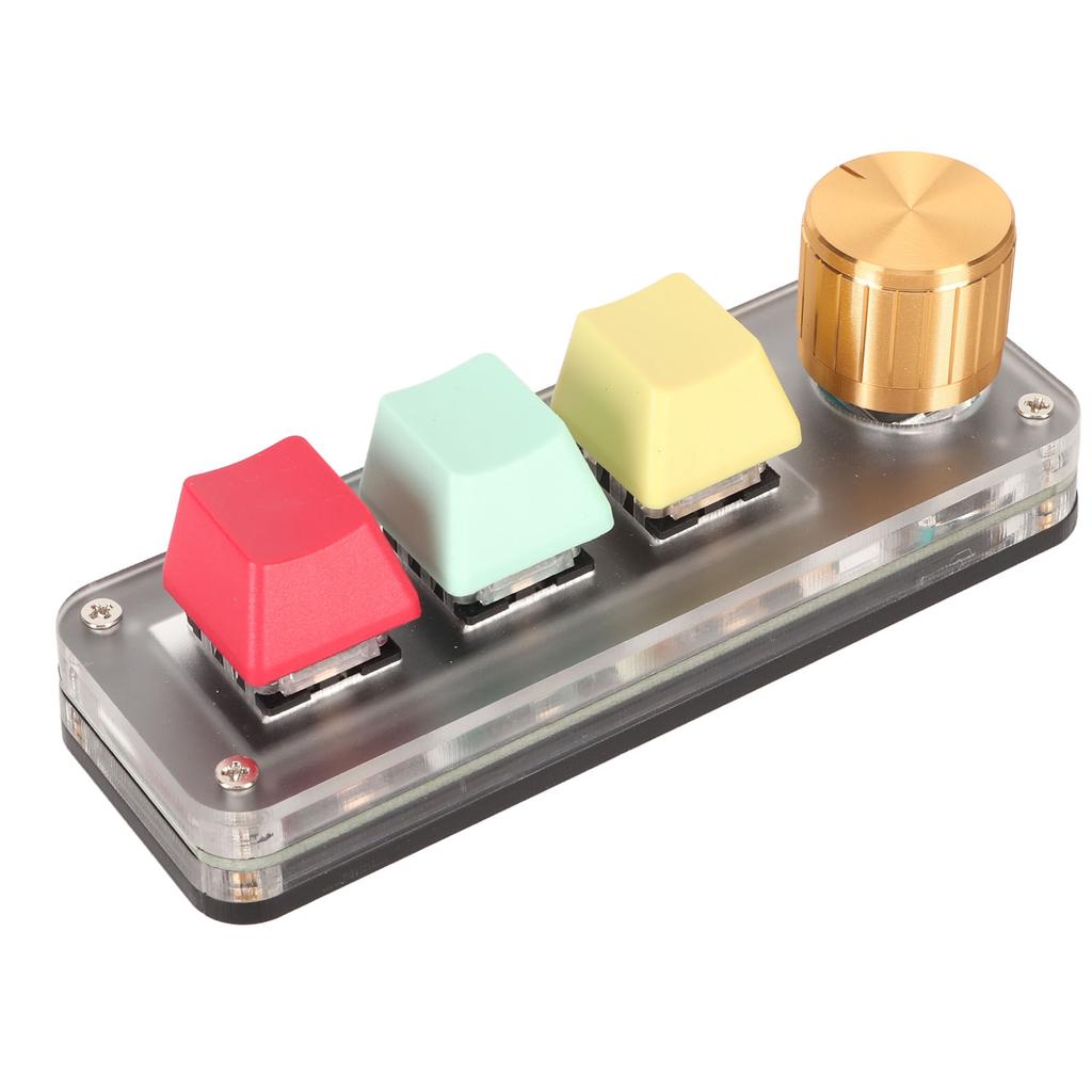 USB 3 Key Keypad with Knob Programmable Type C Wired Connection Blue One Handed Keypad for Gaming