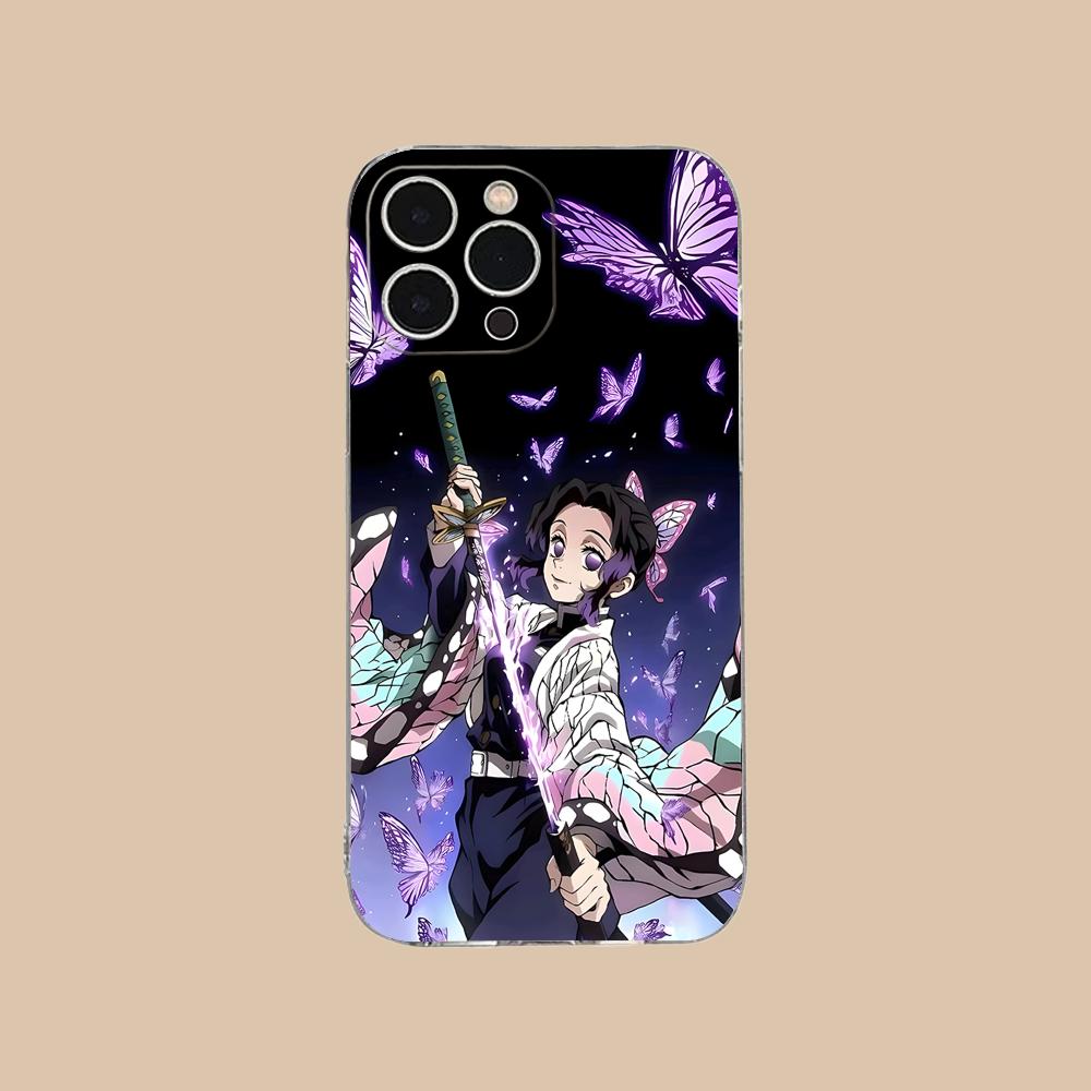 Demon Slayer Shinobu Kocho Phone Case for iPhone 16 15 14 13 12 11 X XR XS 8 6 Pro Max Plus Mini Clear Colour Protective Cover