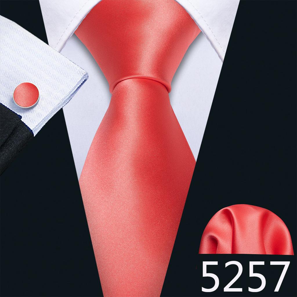 Barry.Wang Mens Novelty Plaid Striped Neckties Handkerchief Cufflinks Set Formal Casual Business