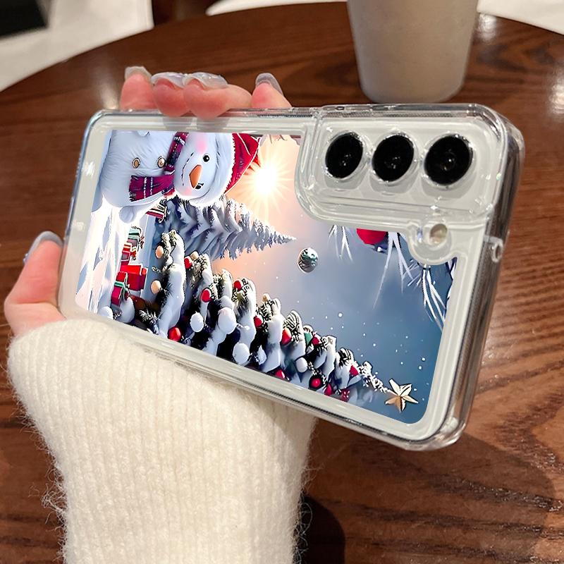 Чехол для телефона с рождественским узором лося для Samsung Galaxy S25 S24 S22 Ultra S23 S24 FE A17 A56 A16 A36 A26 A55 A15 A25 A54 5G Противоударный Прозрачный Мягкий Чехол
