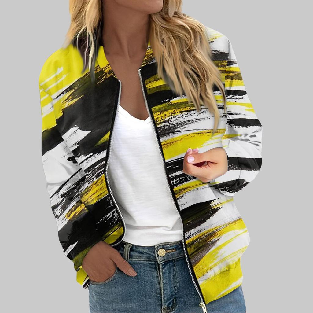 Женская верхняя одежда с длинным рукавом и принтом, повседневные топы на молнии, кардиган, рубашка, тонкая куртка для женщин