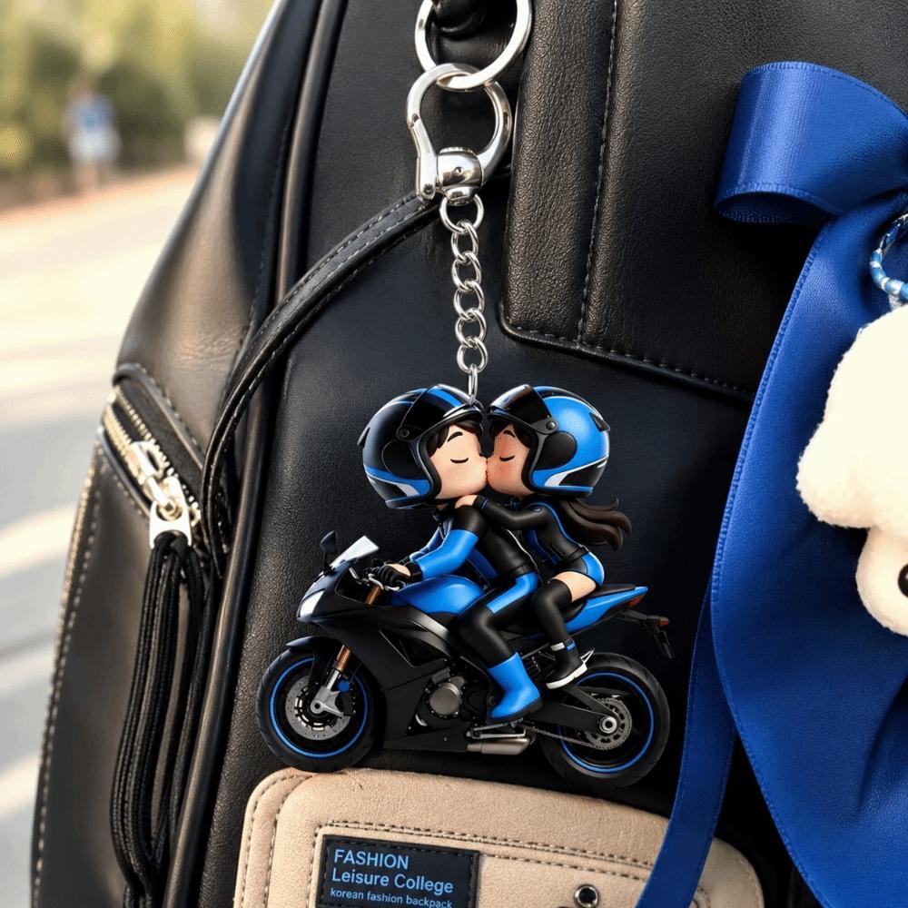 Mini Design Motorcycle Keychain 2D Flat Locomotive Men Pendant Bag Hanging Charm Key Decor
