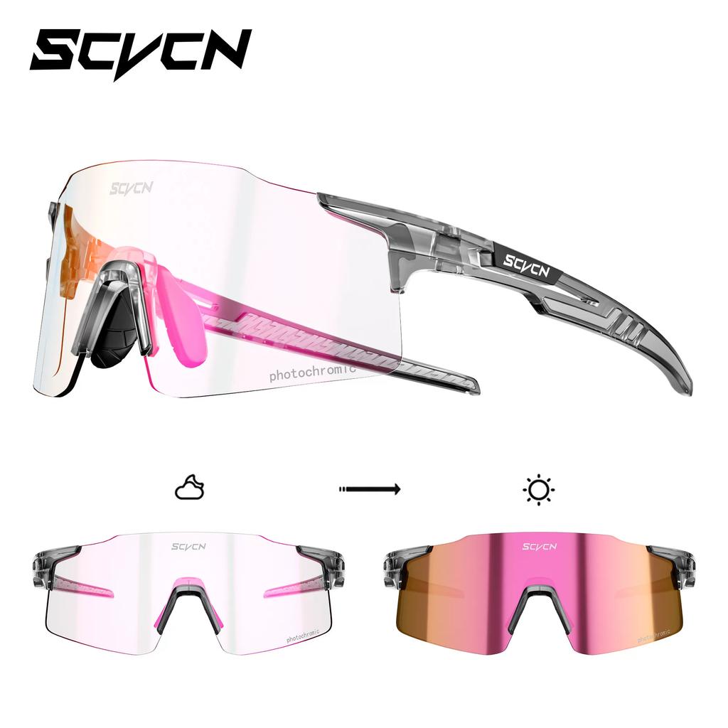 Scvcn Saiwen Cycling Glasses for Women, Day and Night Color-Changing Outdoor Anti-Fog Goggles, Professional Sports Windproof Goggles for Men