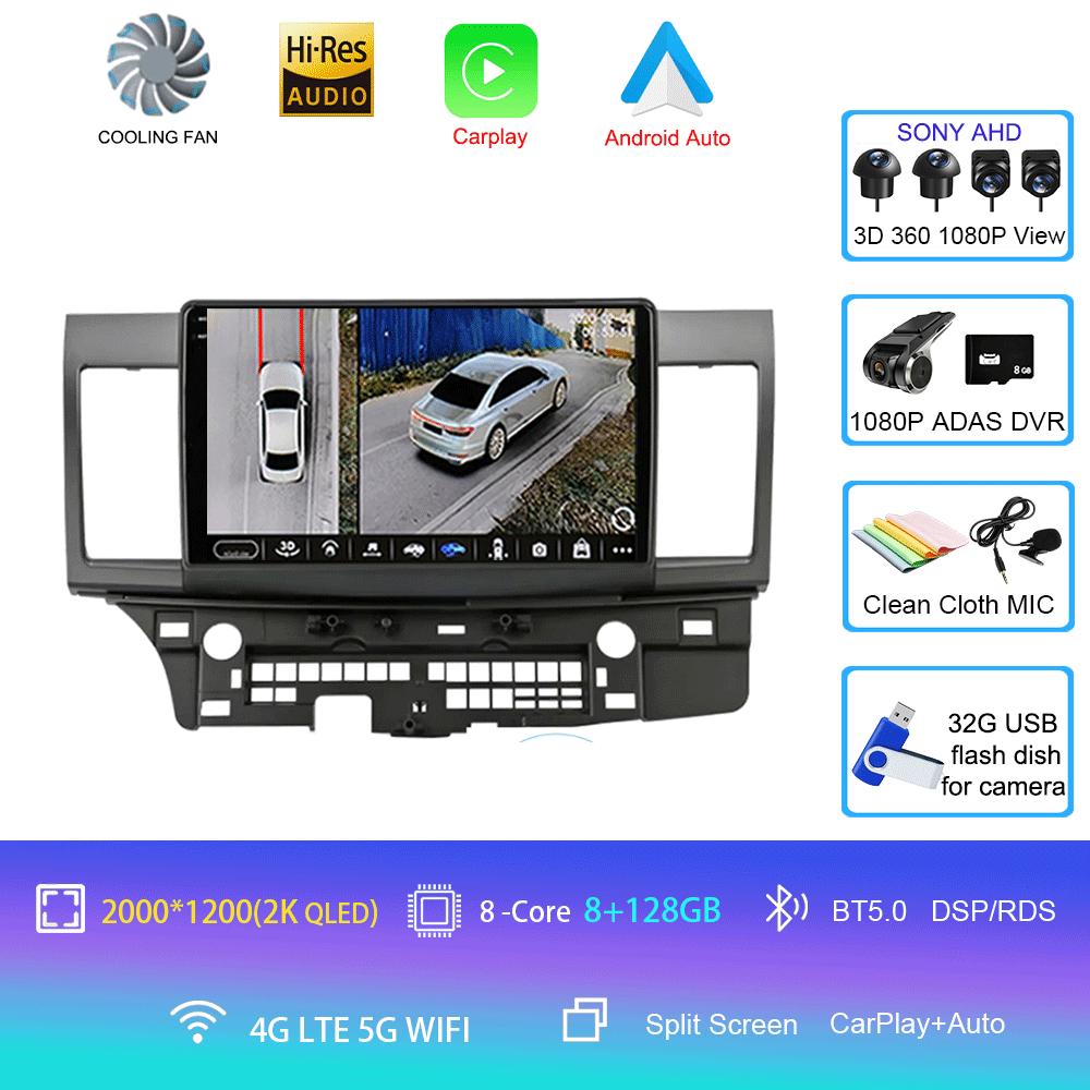 Для Mitsubishi Lancer 2007-2012 Android 14 4G Автомагнитола Автомагнитола Мультимедиа Видеоплеер Навигация GPS 2din 2 Din Carplay