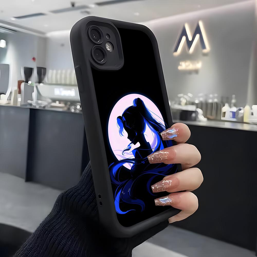 S-Sailors-es M-Moons Phone Case For IPhone Air 17 Pro Max 16 E 15 14 Pro Max 13 12 11 Mini Plus Soft Silicone Black Cover