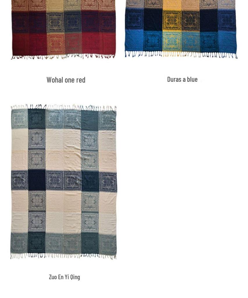 All-Season Chenille Nepali Ethnic Sofa Throw Blanket Shawl Tapestry