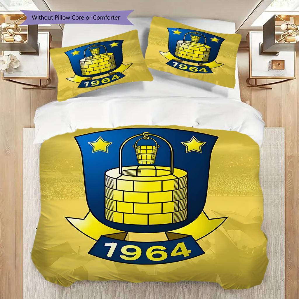 Brondby IF Club Pattern Bedding Quilt Set Quilt Cover Pillowcase Home Decoration Birthday Gift (1 * duvet cover + 2 * pillowcase, without core)