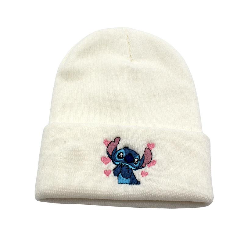 Stitch Knitted Embroidered Hat Anime Peripheral Autumn And Winter Outdoor Warm Hair Hat Elastic Cold Hat Adults And Kids Gifts