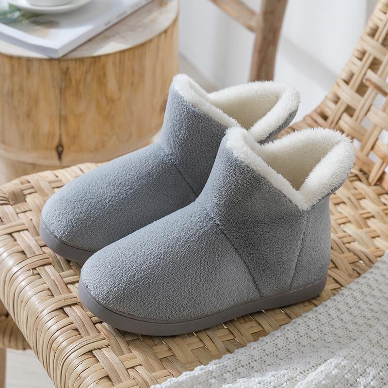 Men and Women Winter Slippers Warm Plush Slip-on Couples Home Floor Shoes Anti-slip Comfortable Flats Female Warm Faux Fur Slippers