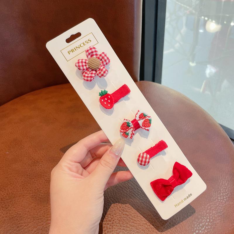 5 шт./компл., милая детская заколка для волос для девочек, милый мультяшный животный цветочный бант, заколка для волос для маленьких девочек, кавайная челка, боковой зажим, детские аксессуары