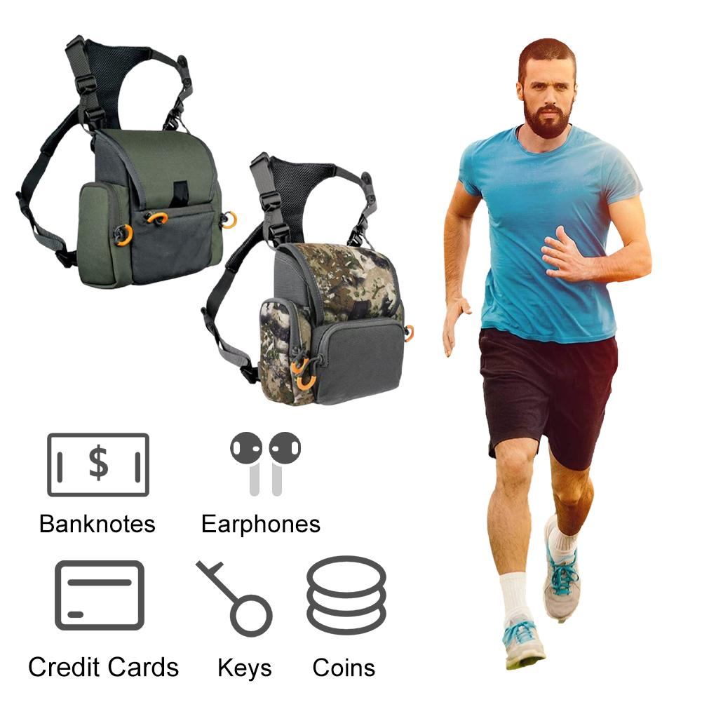 Разгрузка для бинокля с дождевиком и карманом для дальномера, регулируемый чехол для бинокля большой вместимости для охоты, пеших походов