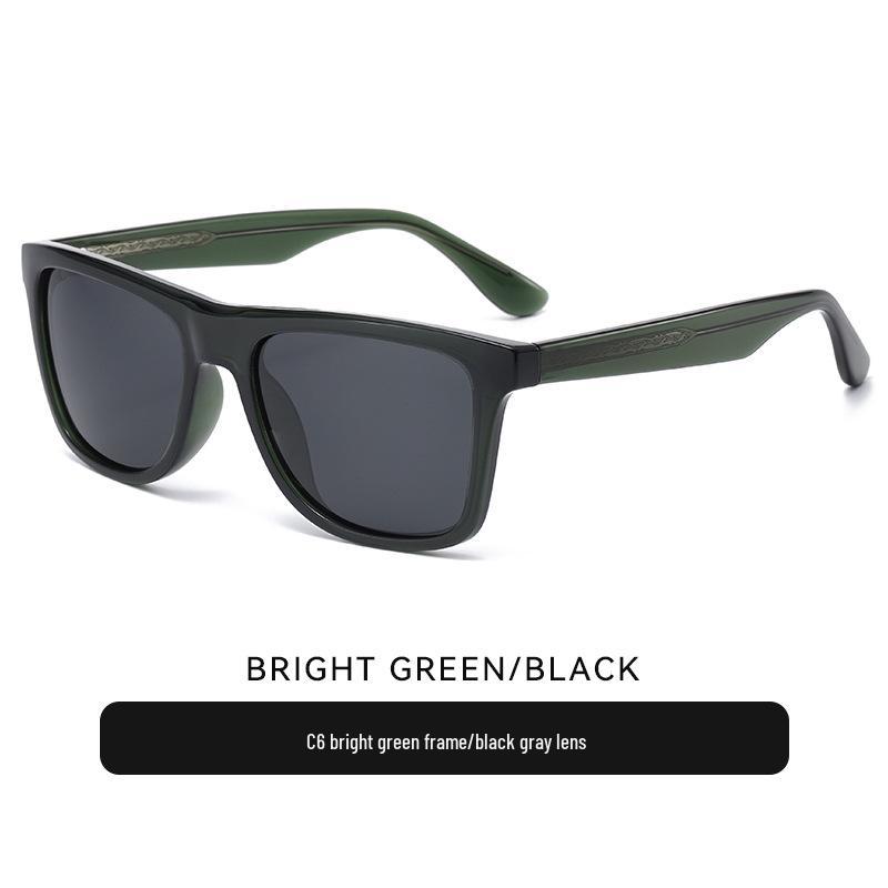 Мужские ацетатные поляризационные солнцезащитные очки: Большая оправа, защита от УФ-лучей для вождения и рыбалки