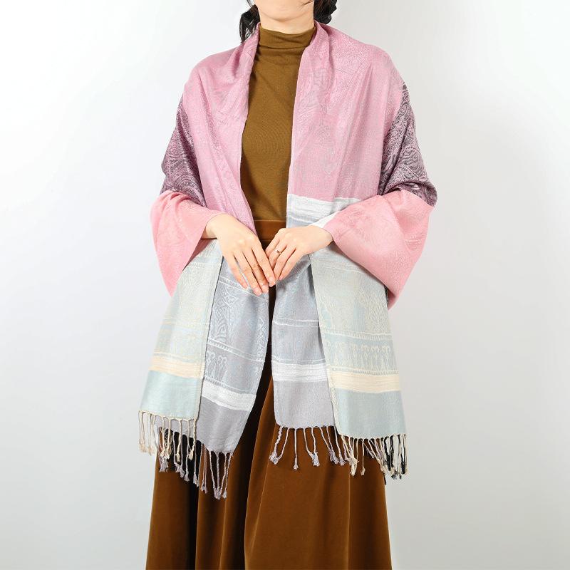 New Women's Outer Shawl Contrasting Color Striped Scarf Women's Autumn and Winter Warm Scarf Scarf Fashion Shawl