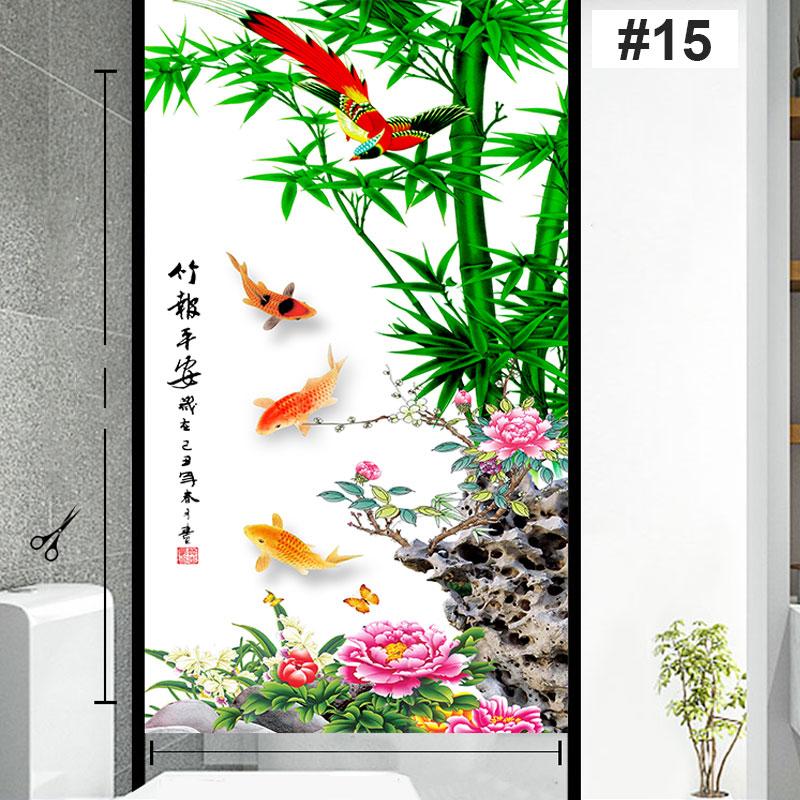 Пленка для окон в китайском стиле с изображением цветущей сливы, орхидеи, бамбука, хризантемы, культура конфиденциальности, статическая наклейка на стекло