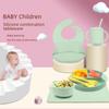 "Full Silicone Baby Meal Tray Set with Suction Cup - Divided Tableware for Children's Meals"