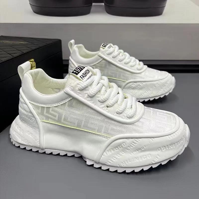 Men's Casual Shoes Winter Mesh Thick Soled Sneakers Luxury Jogging Dad Shoes for Men White Original Men Vulcanzed Shoes 2024 New