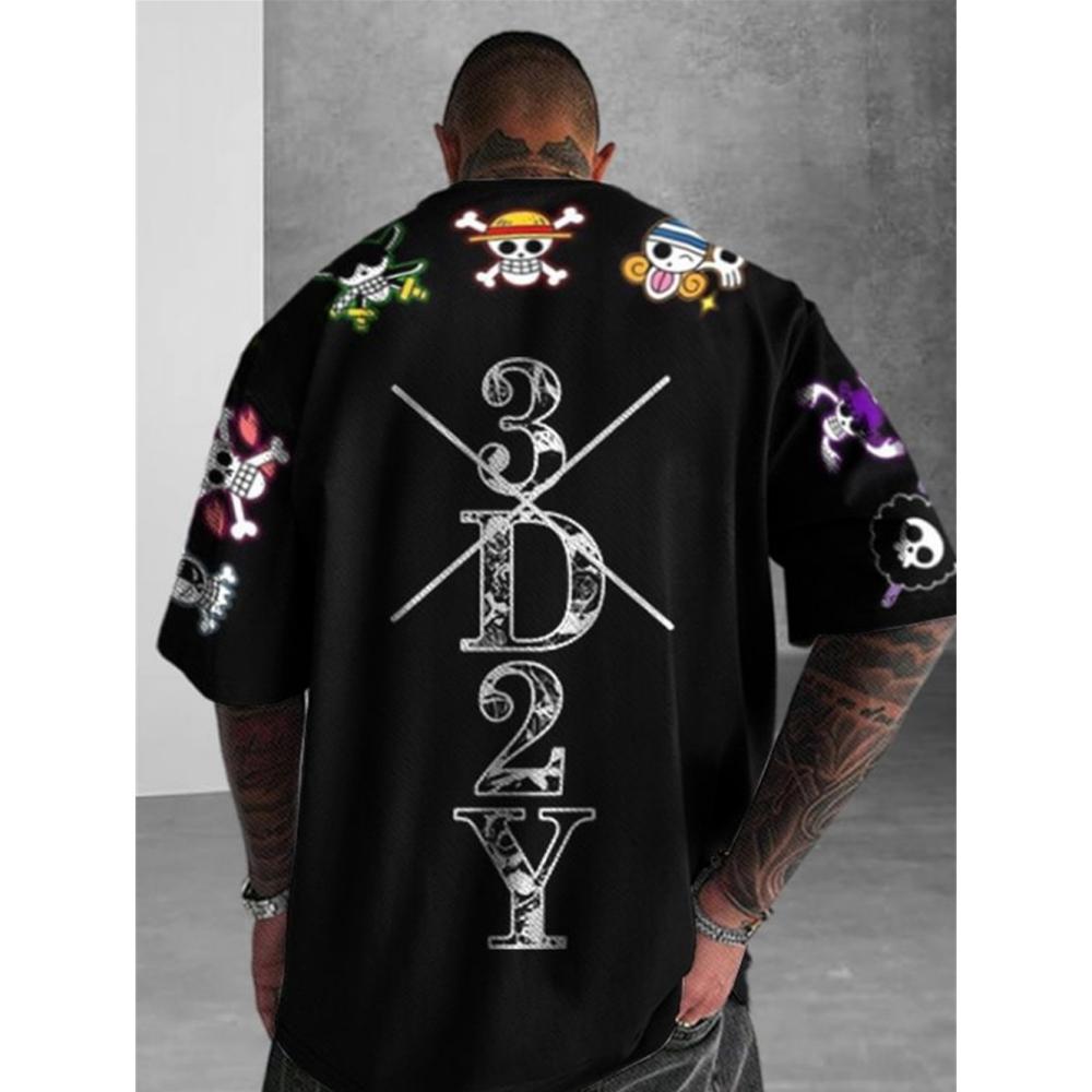 Summer Anime High Street Oversize T Shirt 3d Print Men's T-Shirt Hip Pop Short Sleeved Retro Street T Shirt For Men