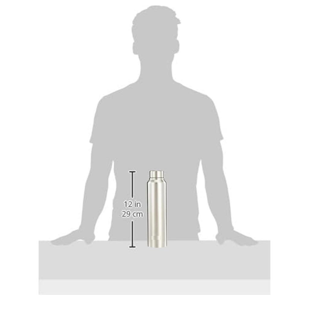 Бутылка для воды из нержавеющей стали (Упаковка из 2 шт.) | Одобрено BIS | 900 мл (Отделка из серебристой стали)