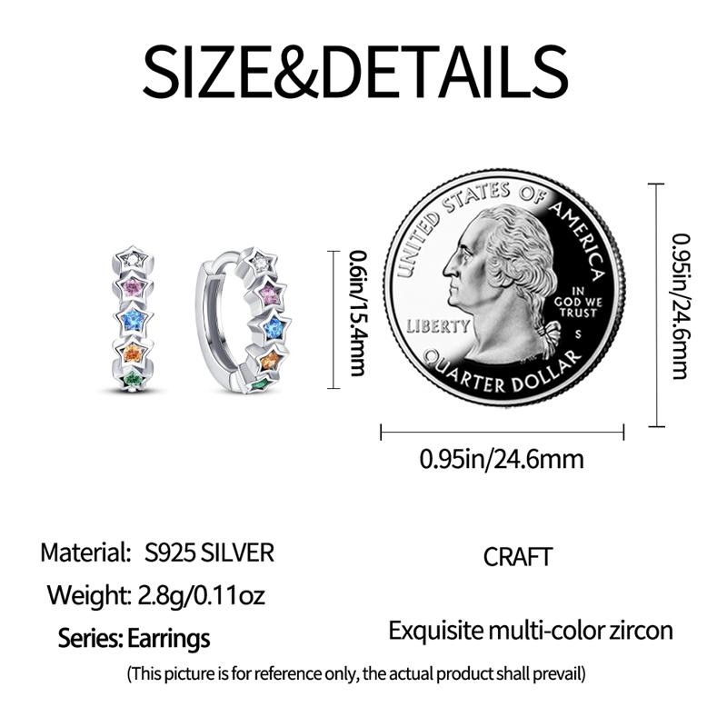 925 Silver Colorful Zircon-Inlaid Star Earrings For Women Wedding Engagement Charm Earrings Jewelry Gift