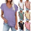 Women's Summer New Solid Color Loose V-neck Tile Short Sleeve T-shirt