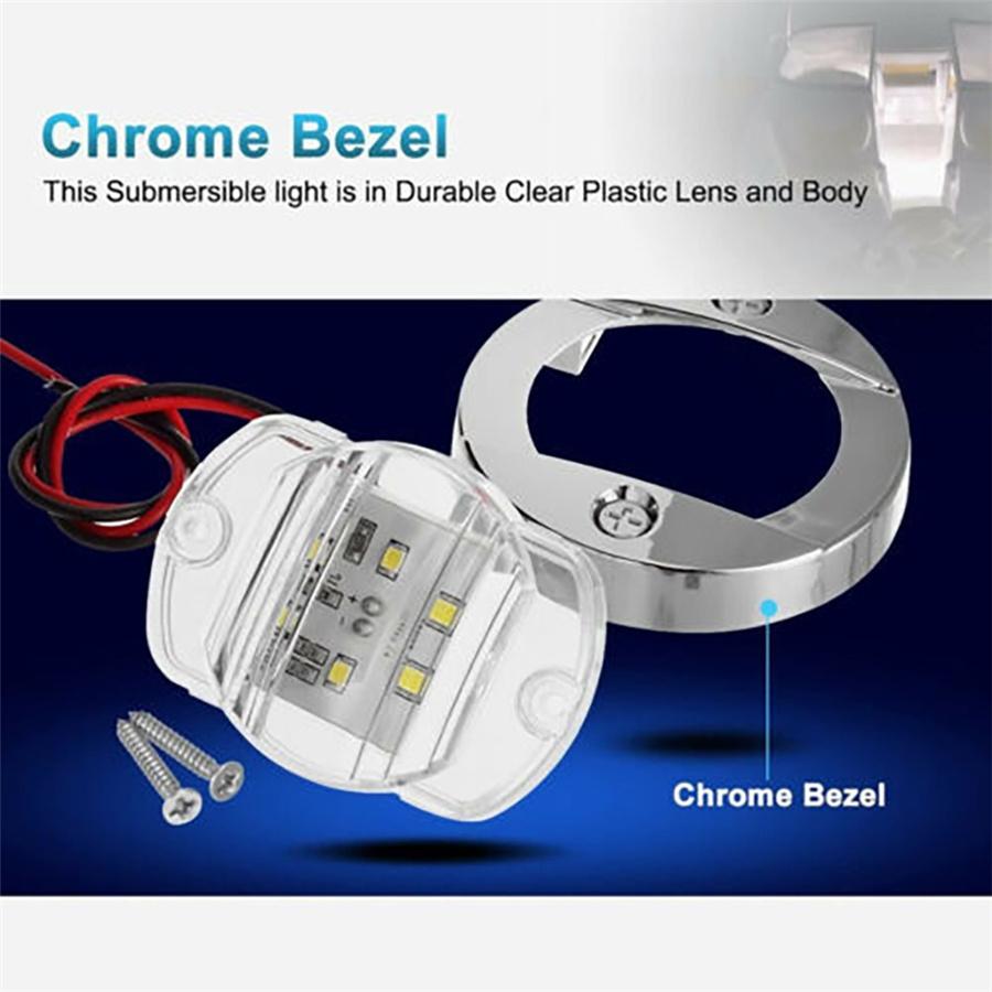 4 Pcs Flush Mount Boat Blue LED Stern Lights Cabin Deck Courtesy Lamp Waterproof