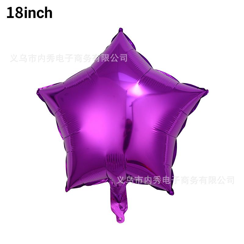 18-Inch Light Version Of Pentagram Aluminum Film Balloon Solid Color Star Balloon Aluminum Foil Birthday Party Decoration Arrangement