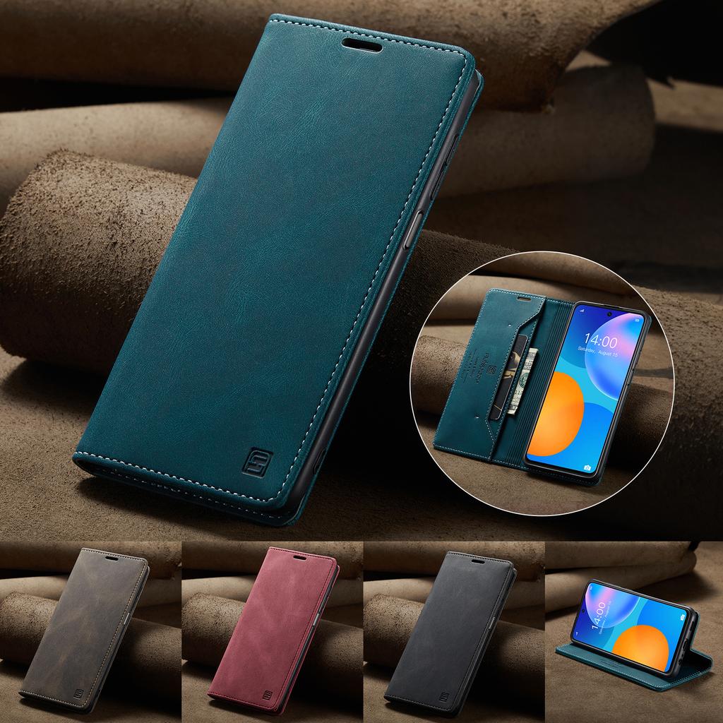 For Huawei Y7a/Huawei P smart 2021 Wallet Case AUTSPACE A01 Leather Stand Cover with RFID Blocking Card Holder