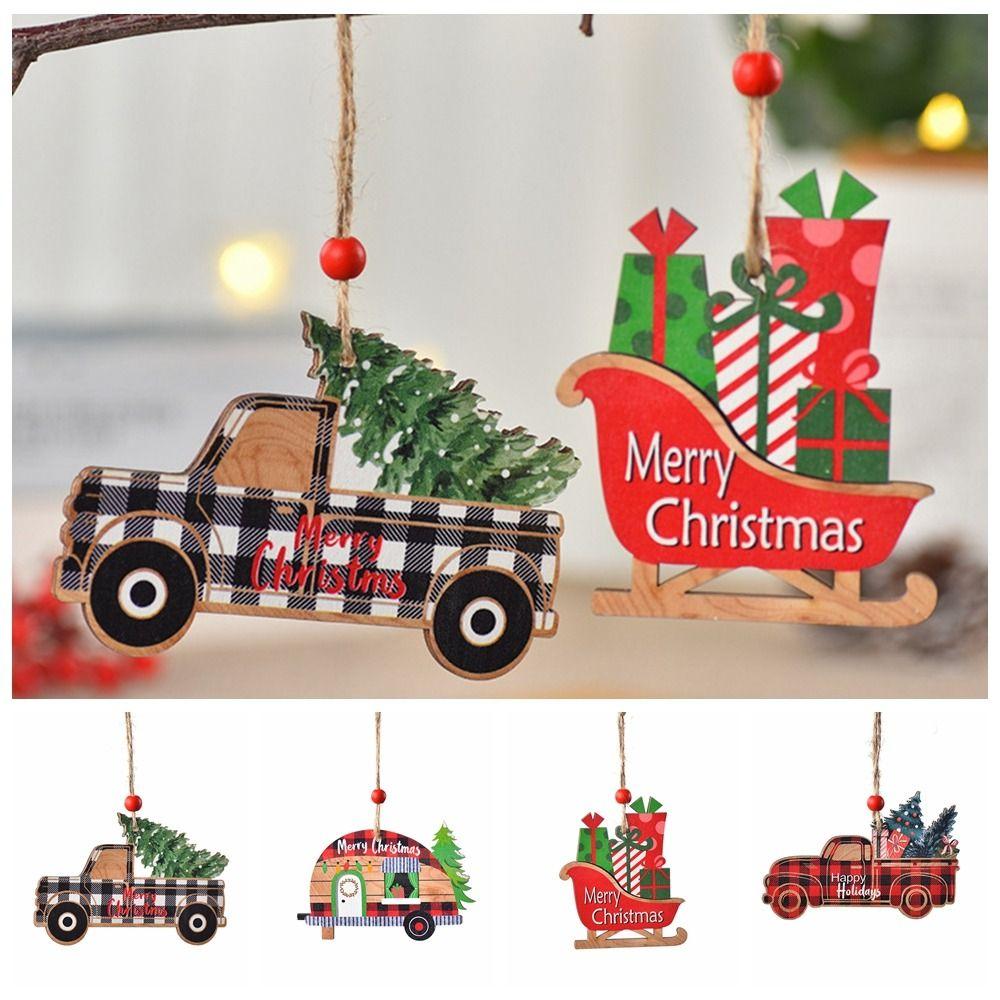 Hanging Christmas Wooden Car Pendant Handmade Christmas Decoration Christmas Tree