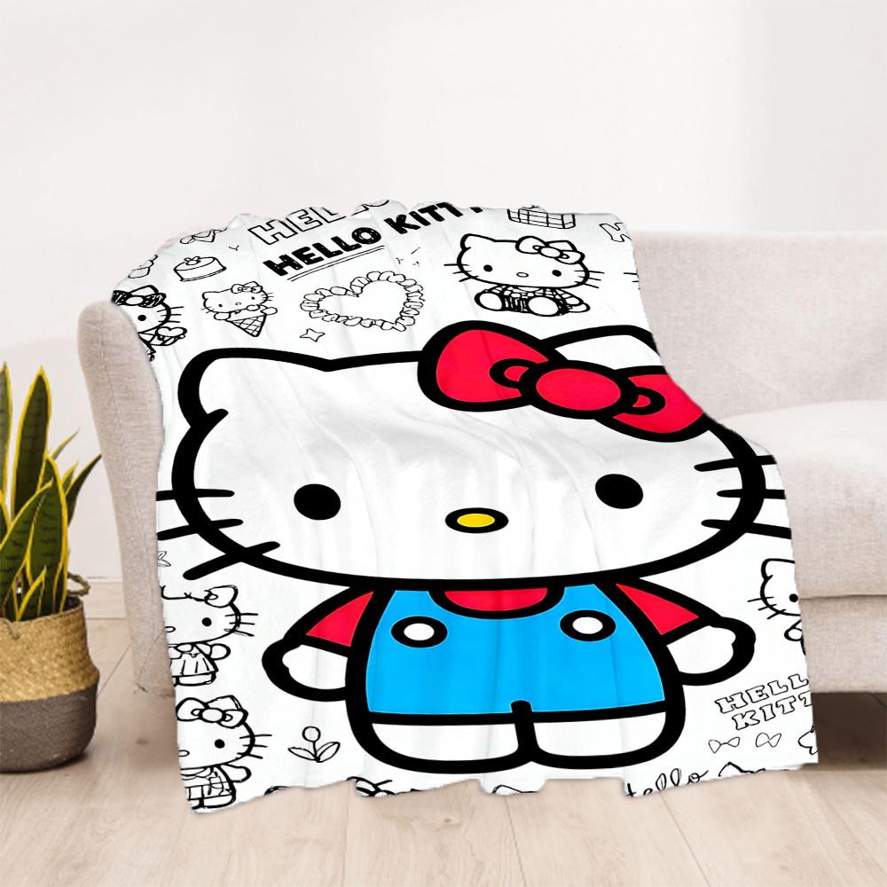 1 шт. Плед для улицы с рисунком Hello Kitty, легкий фланелевый, всесезонный, для дивана, кровати, путешествий, кемпинга, гостиной, офиса, дивана004