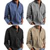 Fall Spring Men Shirt Turn-down Collar Single-breasted Loose Long Sleeves Button Cardigan Mid Length Retro Casual