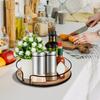 Wooden Kitchen Shelf Spice Rack 360-Degree Rotation Anti-Slip Design Spice Organizer Wooden Base Turntable Shelf