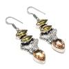 Citrine, Morganite Gemstone 925 Sterling Silver Jewelry Earring 2.36"