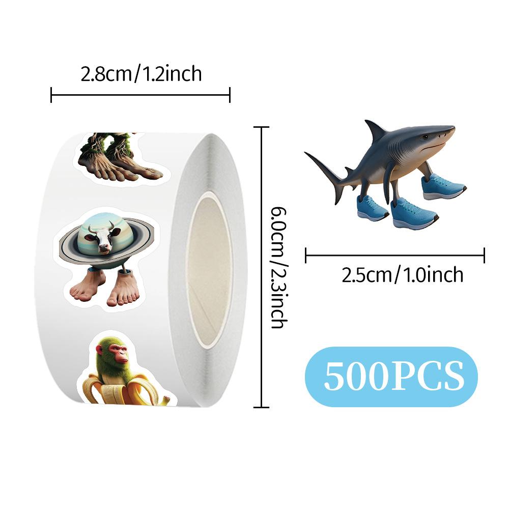 500pcs/Roll Italian Brainrot Stickers Funny AI Abstract TungTungSahur Tralalero Tralala Package Sealing DIY PVC Laptop Decals