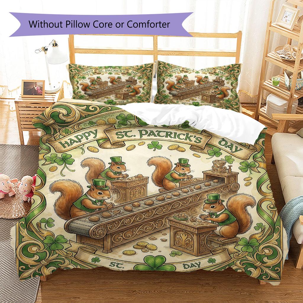 ChocolateFactory Pattern Bedding Quilt Set Quilt Cover Pillowcase Home Decoration Birthday Gift (1 * duvet cover + 2 * pillowcase, without core)