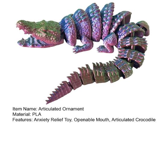 3D Printed Crocodile Toy Articulated Crocodile Ornament with Moveable Joints Anxiety Relief