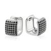 Full Paved Black Zircon Square Hoop Earrings for Women Fashion Silver Color Gothic Style Jewelry