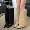 Высокие сапоги из натуральной кожи, женские туфли до колена с острым носком на каблуке, женские модные ботинки челси, новые туфли-лодочки, зимние гладиаторские ботинки-ботинки женские