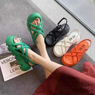 Сандалии женские летние 2024 года, новые модные римские сандалии с толстой подошвой и дышащей сеткой Magic Paste на липучке