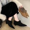 2025 New Xiaoxiangfeng Retro Velvet Warm Single Shoes for Women's Autumn and Winter New Fashionable Thin Fluffy Shoes for Women