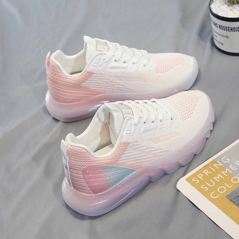 Spring and Summer New Bright Jelly Sole Sports Casual Shoes Female Running Student Fashion Hollow Mesh Breathable Versatile Shoes