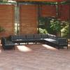 Day and Night - Day and Night Garden Furniture 11 Pieces and Cushions Black Solid Pine Wood
