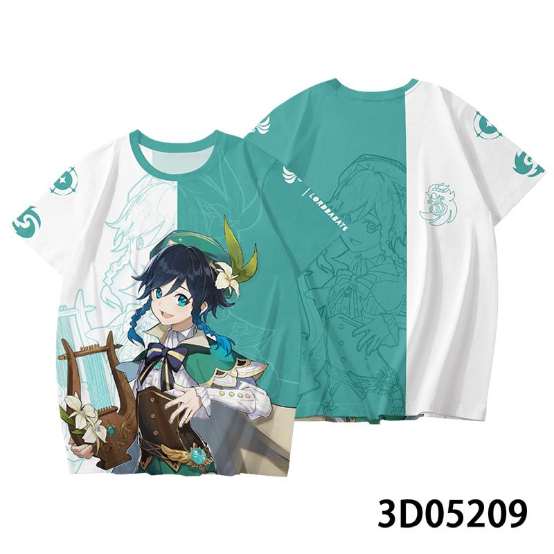 Varesa Genshin Impact Role Playing Men's T-Shirt 3D Print Unisex Anime T Shirt Harajuku Men Women Short Sleeve Tees Kids Y2k Top