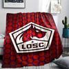 1PC Lille OSC Print Flannel Blanket, High quality Comfortable for All Seasons, Home Decor, Warmth and Comfort, Perfect for Christmas Gifts